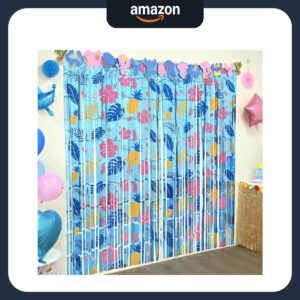 B0D95K29HB.jpg Stitch Themed Party Backdrop: 2 Pack Foil Fringe Curtains