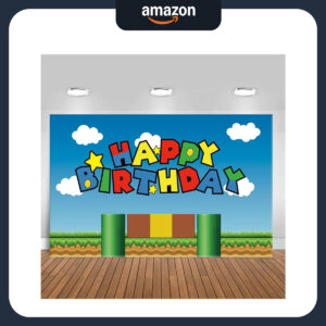 B0D1QMBLWV.jpg Super Bros Birthday Party Backdrop and Decoration Set (5x3ft)