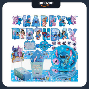B0D7THFW4B.jpg Stitch Birthday Party Supplies Set for 16 Guests (125 Pieces)