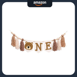 B0CYCQYTCX.jpg Bear Highchair Banner for 1st Birthday Cake Smash Photo Prop
