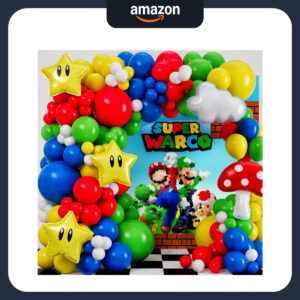B0DTGQ6SFK.jpg Super Mario Themed Balloon Arch Kit for Gamer Birthday Parties