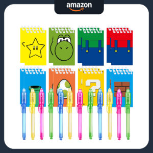 B0CZ98WSM5.jpg Super Mario Party Favors: 12 Invisible Ink Pens & 12 Notepads