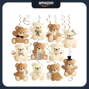 B0CFXM8S4Y.jpg Teddy Bear Hanging Swirls for Baby Shower Party Decorations