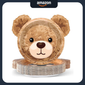 B0FDVYWHKD.jpg 48-Piece Bear Shaped Paper Plates for Baby Shower Tableware