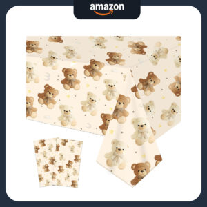 B099W7G4Y8.jpg Teddy Bear Tablecloth for Baby Shower & Birthday Party Decor