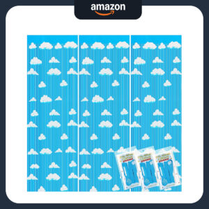 B0CWGDJCRL.jpg Toy Story Theme Party Backdrop: Blue Sky & Cloud Foil Curtains