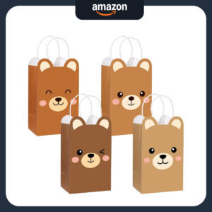 B0FF4X65G1.jpg 12-Pack Brown Bear Party Favor Bags for Kids Birthday Decor