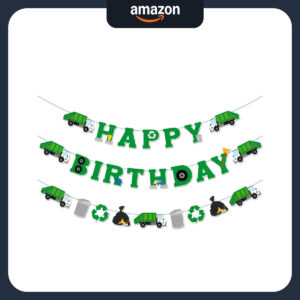 B081N53XSN.jpg Garbage Truck Birthday Party Decorations: Banner & Backdrop Set