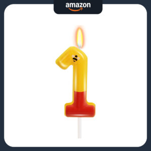 B0FC5V5DHM.jpg Yellow Bear Number 1 Birthday Candle for Cake Decorations
