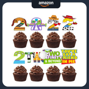 B0CYBY5R1W.jpg Cartoon Story 2nd Birthday Cupcake Toppers for Party Decor