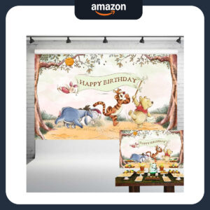 B0CWQ5NNQD.jpg Vintage Winnie the Pooh Birthday Backdrop for Party Decor 5x3ft