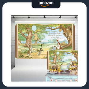 B0BML1PJ6L.jpg Classic Pooh Book Backdrop for Baby Shower & Birthday Party