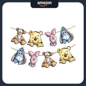 B0CC265M9X.jpg Winnie the Pooh Baby Shower & Birthday Party Backdrop Set