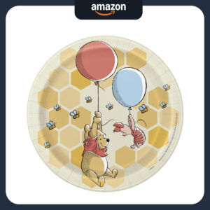 B07YLNRYK7.jpg Winnie the Pooh 7-Inch Round Dessert Plates for Parties (8 Pk)