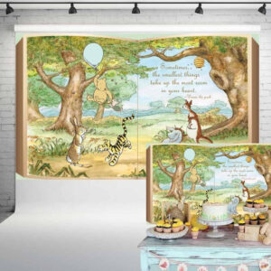 B0BML1PJ6L.jpg Classic Pooh Book Backdrop for Baby Shower & Birthday Party