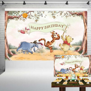 B0CWQ5NNQD.jpg Vintage Winnie the Pooh Birthday Backdrop for Party Decor 5x3ft