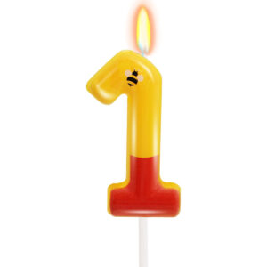 B0FC5V5DHM.jpg Yellow Bear Number 1 Birthday Candle for Cake Decorations