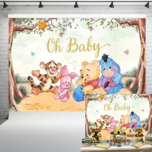B0CC4SQPWJ.jpg Vintage Winnie the Pooh Baby Shower Backdrop 7x5 ft