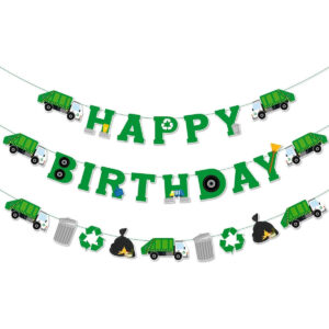 B081N53XSN.jpg Garbage Truck Birthday Party Decorations: Banner & Backdrop Set