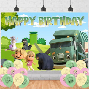 B0DTDJ6BJC.jpg Trash Truck Birthday Banner & Balloon Set - 5x3ft Party Decor
