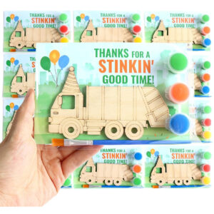 B0FDJXPTD8.jpg 12-Pack Paint Your Own Wooden Garbage Truck Magnet Craft Kits