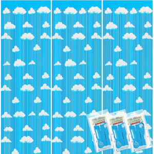 B0CWGDJCRL.jpg Toy Story Theme Party Backdrop: Blue Sky & Cloud Foil Curtains