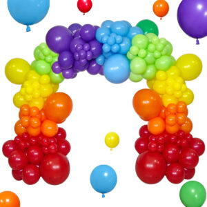 B09MLWRTY2.jpg Rainbow Balloon Arch Kit: 111Pcs Colorful Garland for Parties