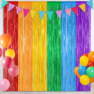 B0DLNJBN2N.jpg Rainbow Fringe Backdrop Curtains for Teletubbies Party Decor