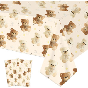 B099W7G4Y8.jpg Teddy Bear Tablecloth for Baby Shower & Birthday Party Decor