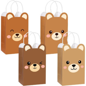 B0FF4X65G1.jpg 12-Pack Brown Bear Party Favor Bags for Kids Birthday Decor