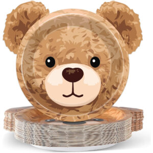 B0FDVYWHKD.jpg 48-Piece Bear Shaped Paper Plates for Baby Shower Tableware