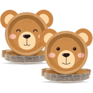 B0CQ7CYY81.jpg Naozinebi Bear Shaped Paper Plates for Baby Shower Tableware