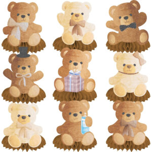 B0C8H3GV6T.jpg 9pcs Teddy Bear Honeycomb Centerpieces for Birthday Table Decor