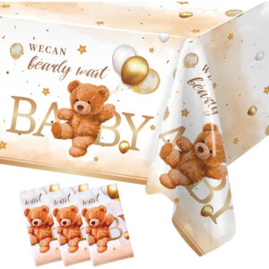 B0F1YF8GT6.jpg Teddy Bear Baby Shower Tablecloth Set for Party Table Decor