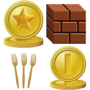 B0CJT2GG15.jpg 80-Piece Mario Bros Birthday Party Tableware Set for 20 Guests