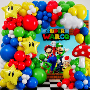 B0DTGQ6SFK.jpg Super Mario Themed Balloon Arch Kit for Gamer Birthday Parties