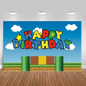 B0D1QMBLWV.jpg Super Bros Birthday Party Backdrop and Decoration Set (5x3ft)