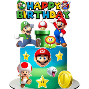B0D3GN1CVQ.jpg Super Mario Cake Topper for Kids Birthday Party Decorations