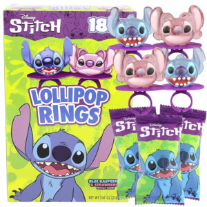 B0DHF32CYF.jpg Lilo and Stitch Party Favors: 18 Lollipop Rings & Toppers