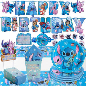 B0D7THFW4B.jpg Stitch Birthday Party Supplies Set for 16 Guests (125 Pieces)