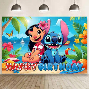 B0FWYG3S8N.jpg Stitch Birthday Party Backdrop Banner 5x3ft Wall Decor