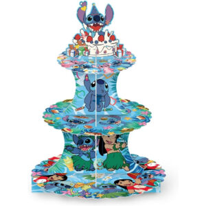 B0GKM2CC58.jpg Stitch Three-Tiered Cupcake Stand for Birthday Party Desserts