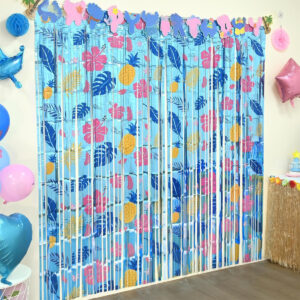 B0D95K29HB.jpg Stitch Themed Party Backdrop: 2 Pack Foil Fringe Curtains