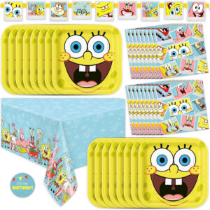 B0DG3QZGZV.jpg SpongeBob Birthday Party Tableware Set for 16 Guests