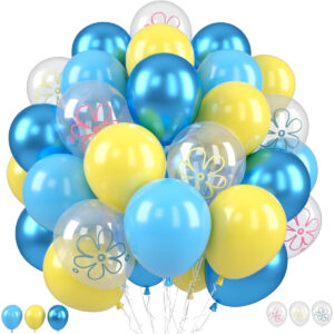 B0F12S46DG.jpg SpongeBob Theme Party Balloon Set: 50-Piece Blue and Yellow Kit