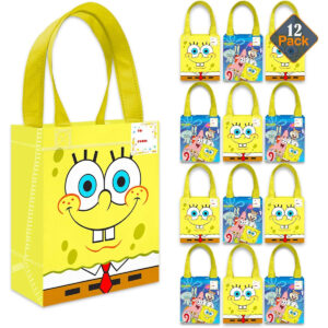 B0CP6KRKCN.jpg SpongeBob SquarePants Party Favor Bags – 12 Pack Reusable Totes