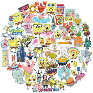 B0B45XP72K.jpg SpongeBob SquarePants Vinyl Sticker Pack - 50 Die Cut Decals