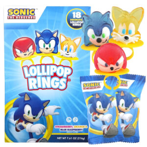 B0CY3QWT7F.jpg Sonic the Hedgehog Lollipop Rings: 18-Count Party Candy Pack