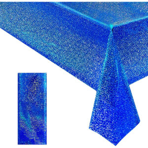 B0CBCRHCT2.jpg Royal Blue Holographic Tablecloth for Party Decorations 40x108