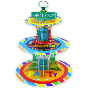 B0F4MRFFWC.jpg Sesame Street 3-Tier Cupcake Stand for Birthday Party Decor